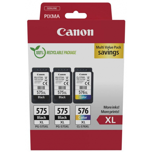 Canon inktcartridge 2 x PG-575XL + 1 x CL-576XL, 300 - 400 pagina's, OEM 5437C004, 4 kleuren
