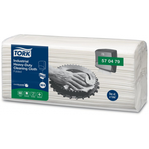 Tork Industrial Heavy-Duty reinigingsdoek, 60 vel, systeem W4, wit