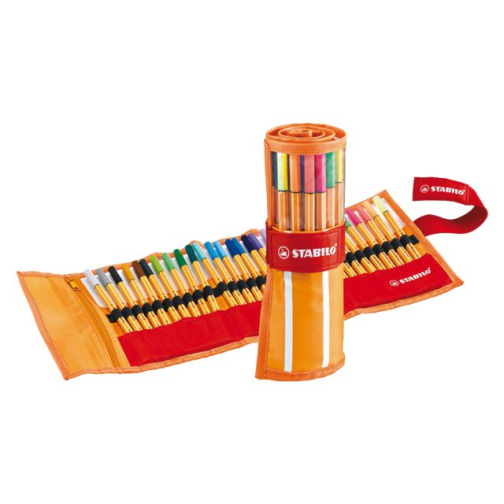 Fineliner STABILO point 88 rollerset oranje/rood ÃÂ  30 kleuren
