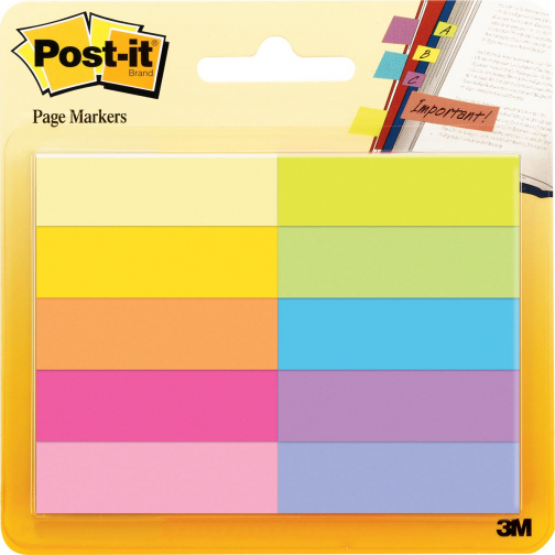 Post-It notes markers, 50 blaadjes, pak van 10 blokken, geassorteerde kleuren