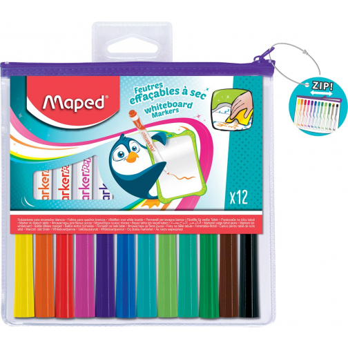 Maped Marker'Peps whiteboardmarker, etui met 12 stuks in geassorteerde kleuren