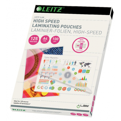 Leitz UDT lamineerhoes ft A4, 250 micron (2 x 125 micron), highspeed, pak van 100 stuks