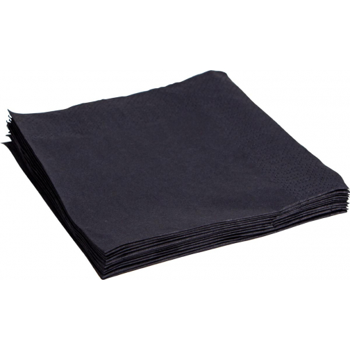 Servetten, ft 24 x 24 cm, 2-laags, zwart, pak van 10 x 400 stuks