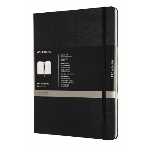 Moleskine notitieboek professional, ft 19 x 25 cm, gelijnd, harde cover, 189 blad, zwart