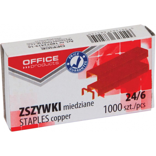 OFFICE products nietjes 24/6, verkoperd, doos van 1000 stuks