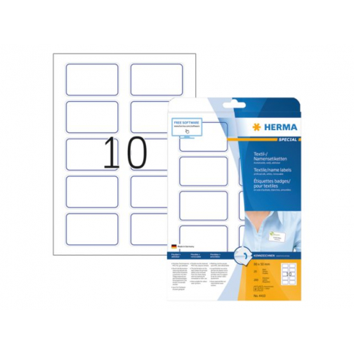 Naambadge etiket Herma 4410 80X50mm wit blauw
