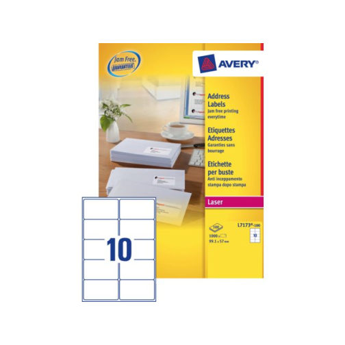 Etiket Avery L7173-100 99.1x57mm wit 1000stuks