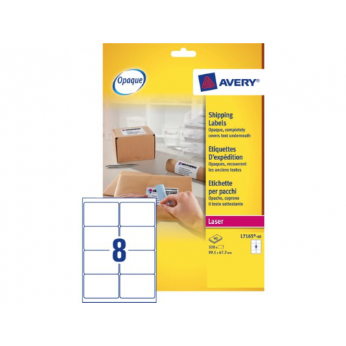 Etiket Avery L7165-40 99.1x67.7mm wit 320stuks