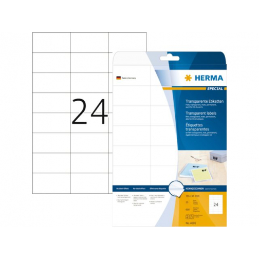 Etiket HERMA 4685 70x37mm transparant 600stuks