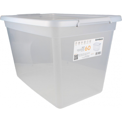 DONAU Home opbergdoos, 60 liter, transparant