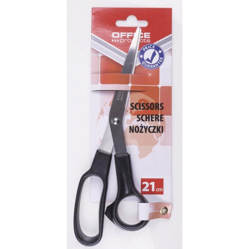 OFFICE products schaar, 21 cm, zwart, op blister