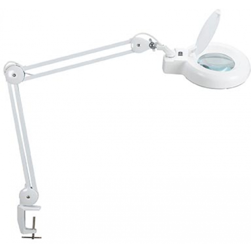 MAUL loeplamp LED Viso met tafelklem 6.3cm, armlengte 2x31cm, 3 dioptrielens, opp 144cm2, wit
