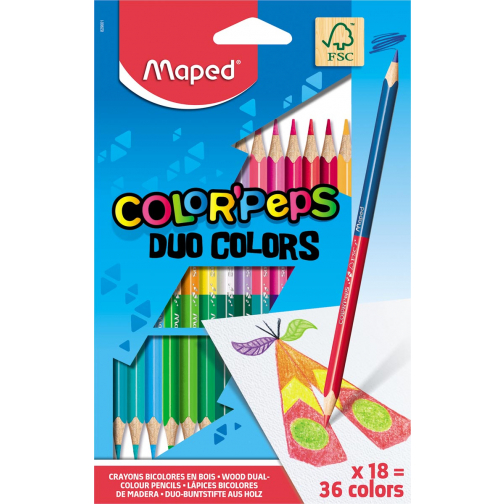 Maped kleurpotlood Color'Peps Duo, blister met 18 stuks