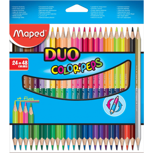 Maped driehoekig kleurpotlood Color'Peps Duo, 24 potloden in een kartonnen etui = 48 kleuren