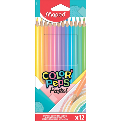 Maped kleurpotlood Color'Peps Pastel, 12 potloden in een kartonnen etui