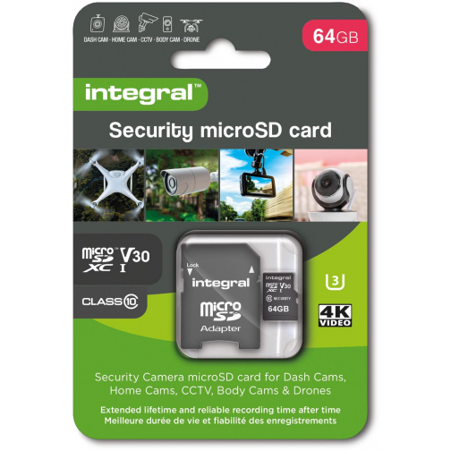Integral Security microSDXC geheugenkaart, Class 10 V30 , 64 GB