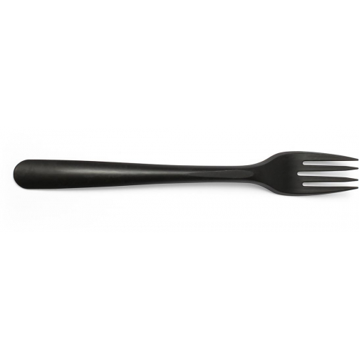 Conpax Folia vork, herbruikbaar, uit CPLA, 19 cm, zwart, pak van 50 stuks