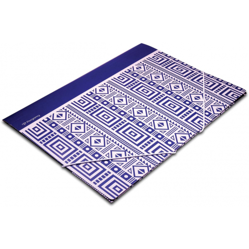 Pergamy Ethnic elastomap met kleppen, ft A4, blauw
