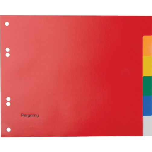 Pergamy tabbladen, ft A5, 6-gaatsperforatie, PP, 6 tabs in geassorteerde kleuren
