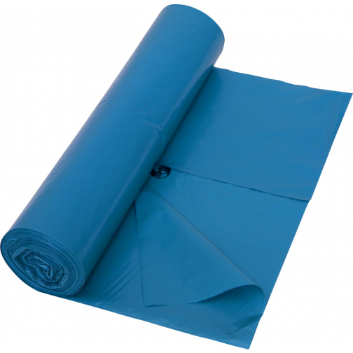 Vuilniszak 42 micron, ft 65 + 50 x 135 cm, 240 liter, blauw, rol van 10 stuks