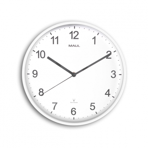 MAULsprint wandklok, radiogestuurd, diameter 30 x 5 cm, kunststof kader, wit