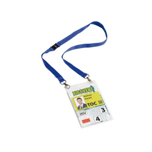 Badge Durable voor evenementen A6 met koord blauw 10 stuks
