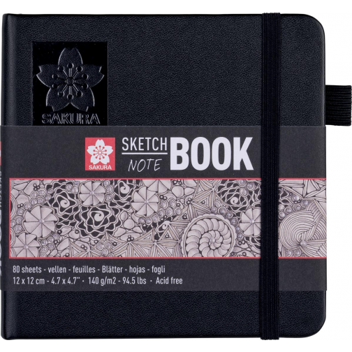 Sakura schetsboek, 80 vel, 140 g/m², ft 12 x 12 cm, wit papier