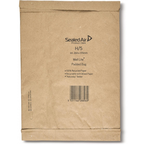 Mail Lite Padded Bag enveloppen, bruin, H/5, 264 x 374 mm, doos van 50 stuks