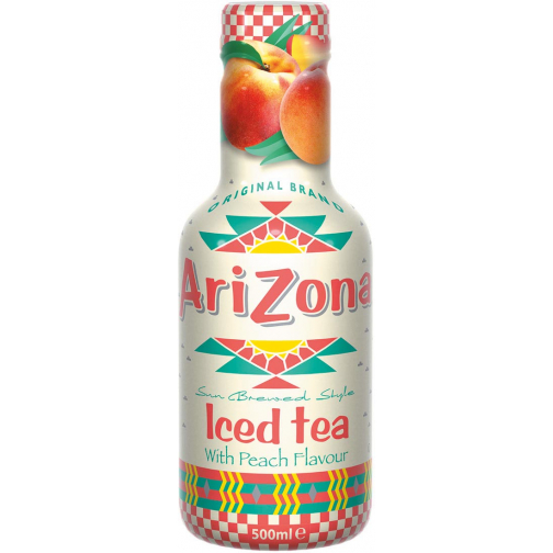 Arizona ijsthee Peach Iced Tea, flesje van 500 ml, pak van 6 stuks