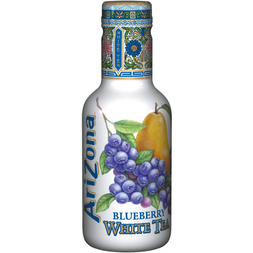 Arizona ijsthee Blueberry White Tea, flesje van 500 ml, pak van 6 stuks
