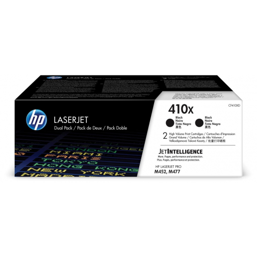 HP toner 410X, 6 500 pagina's, OEM CF410XD, zwart, pak van 2 stuks