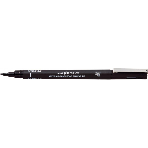 Uni Pin fineliner, schuine punt, 2,0 mm, zwart