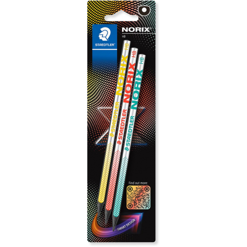 Staedtler Norix grafietpotlood, HB, blister van 3 stuks, geassorteerde kleuren