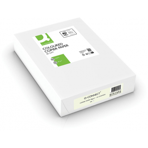 Q-CONNECT gekleurd kopieerpapier, A4, 80g, pak van 500 vel, gems