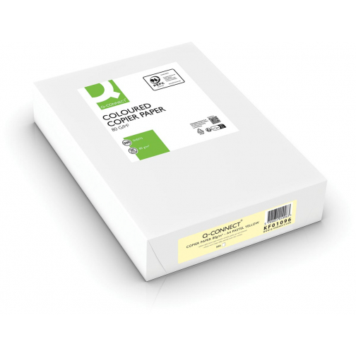 Q-CONNECT gekleurd kopieerpapier, A4, 80g, pak van 500 vel, lchtgeel