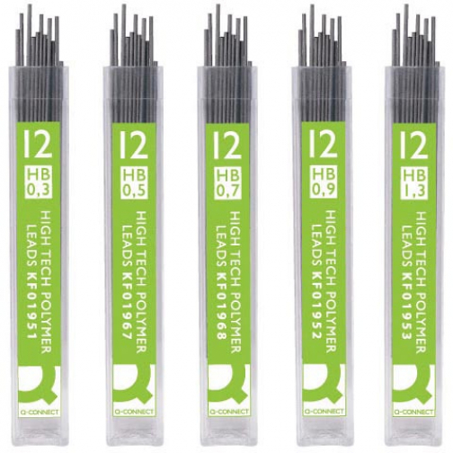 Q-CONNECT potloodstiften 0,5 mm HB etui van 12 stuks