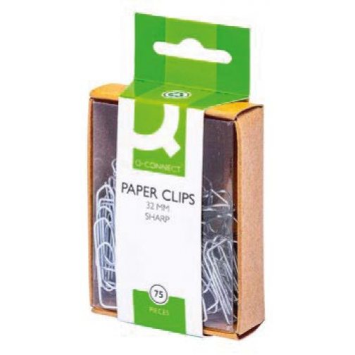 Q-CONNECT papierklemmen, 32 mm, doos van 75 stuks, ophangbaar