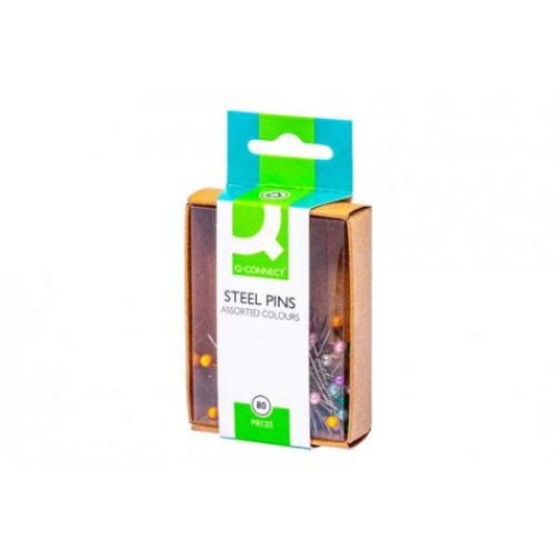 Q-CONNECT spelden 3 x 30 mm vernikkeld doos van 80 stuks