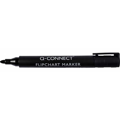 Q-CONNECT flipchartmarker, 2-3 mm, ronde punt, met clip, zwart