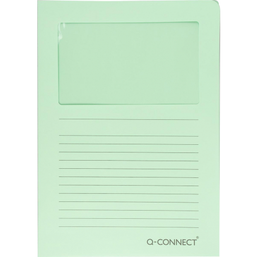Q-CONNECT L-map met venster, 120 g/m², A4, pak van 100 stuks, lichtgroen