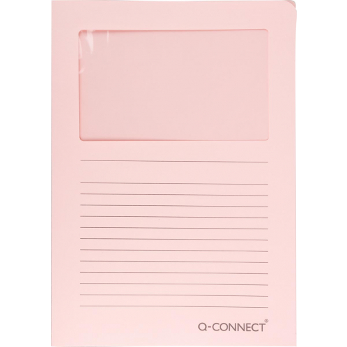 Q-CONNECT L-map met venster, 120 g/m², A4, pak van 100 stuks, lichtroze