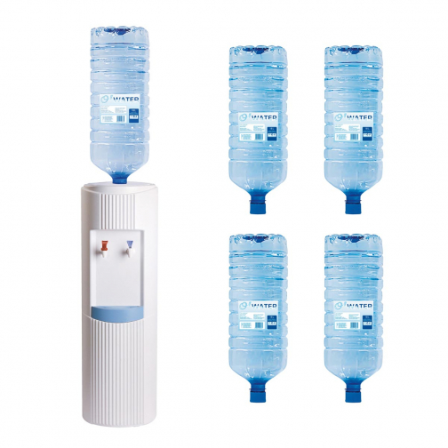 Kit O-water: 1 x Basic waterkoeler, wit (FWB2013), inclusief 6 x bronwater 18 l (FW189)