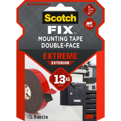 Scotch Fix Extreme Exterior montagetape, ft 19 mm x 5 m, draagt tot 13 kg