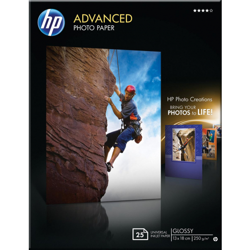 HP Advanced fotopapier ft 13 x 18 cm, 250 g, pak van 25 vel, glanzend