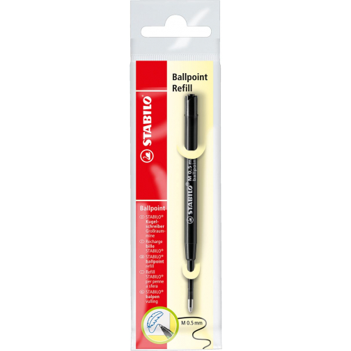 STABILO balpen navulling, medium punt, zwart