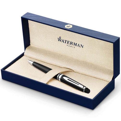 Waterman Expert balpen, medium, zwart/zilver, in giftbox