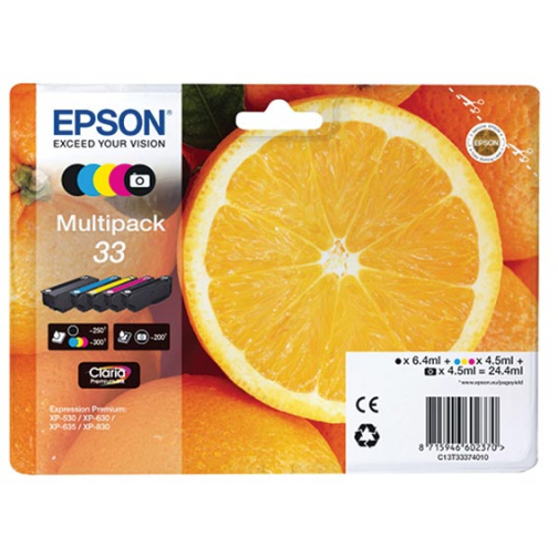 Epson inktcartridge 33, 200 - 300 pagina's, OEM C13T33374011, 5 kleuren