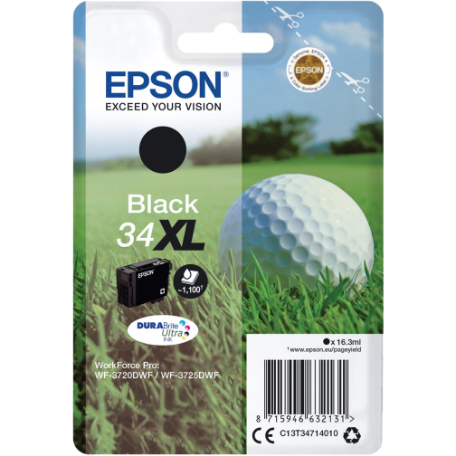 Epson inktcartridge 34XL, 1.100 pagina's, OEM C13T34714010, zwart