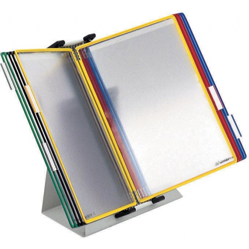 Tarifold bureauset, ft A4, 10 insteektassen in geassorteerde kleuren, 5 ruiterstroken van 50 mm, grijs