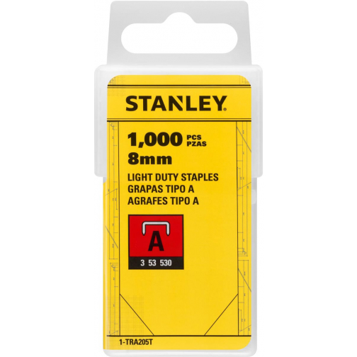 Stanley nietjes type A, 8 mm, doos van 1.000 nietjes